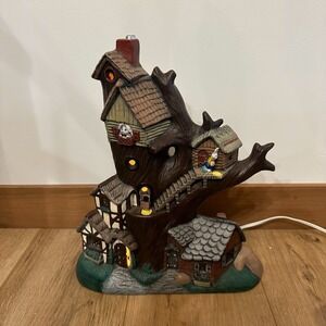 VTG Large Ceramic Easter Tree‎ House Ceramic Light Up Decor Bunny 12"